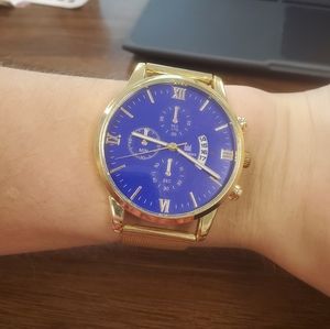 Blue faced, Gold watch